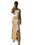 Robe en satin demoiselles d’honneur dorée