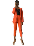 Tailleur pantalon blazer femme corail