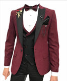 ensemble 3 pièces pour homme bordeaux