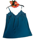 Top caraco en satin et dentelle