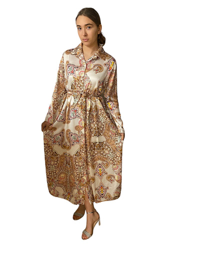 Robe imprimée fleurie manches longues