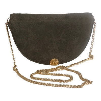 pochette noir en daim à bandoulière
