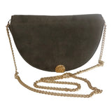 pochette noir en daim à bandoulière