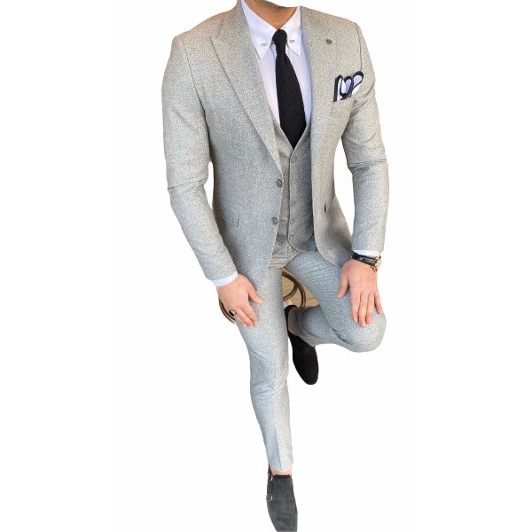 Costume gris clair 3 pièces slim fit