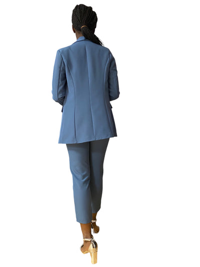 Tailleur femme pantalon blazer bleu