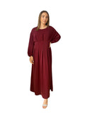 Robe manches longues en satin bordeaux