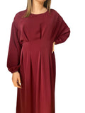Robe manches longues en satin bordeaux