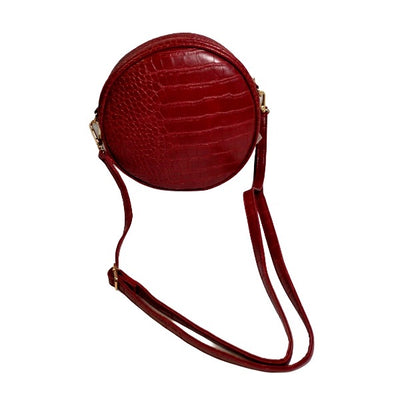 sac rond rouge effet cuir