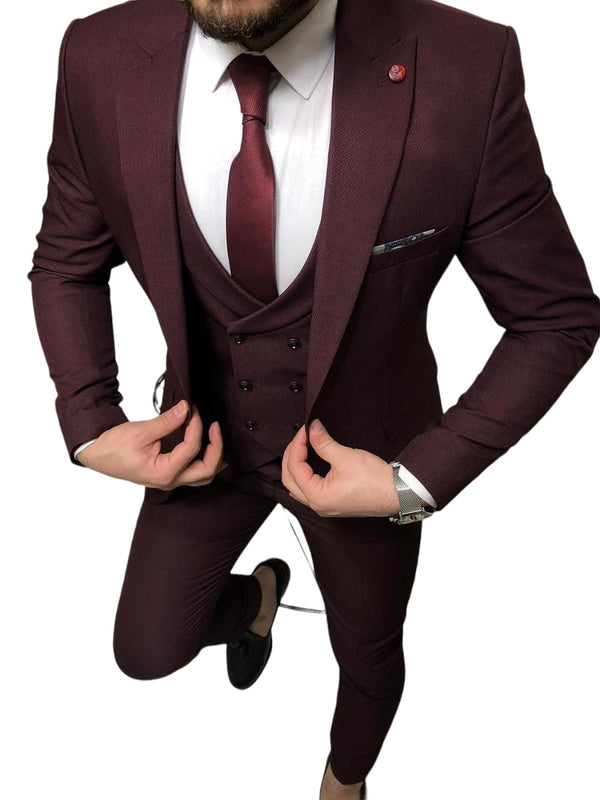 Costume 3 pièces Grenat slim fit