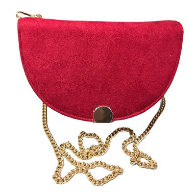 sac de soirée en daim rouge