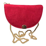 sac de soirée en daim rouge