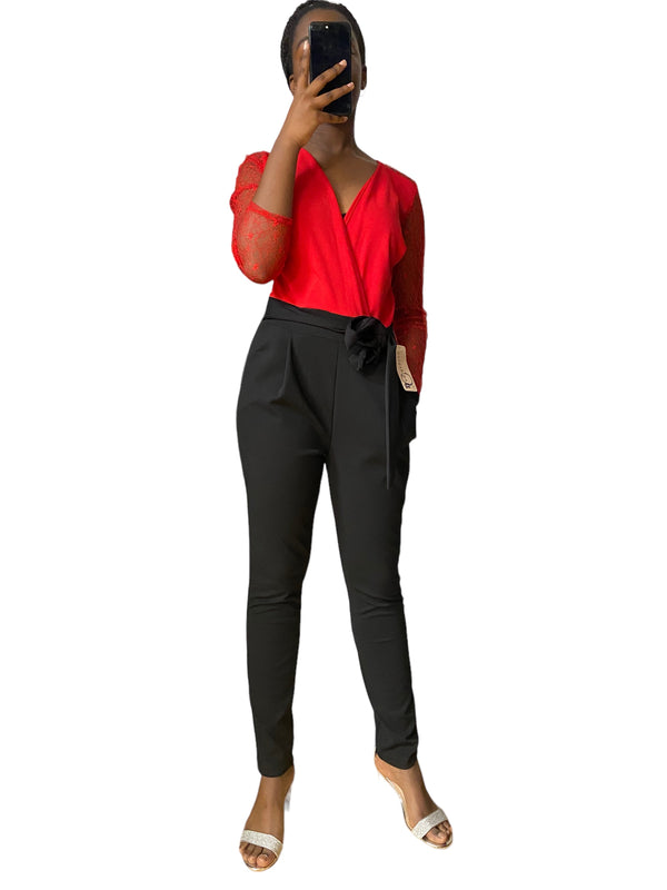 Combi femme rouge et noire