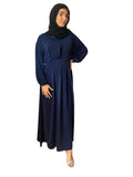 Robe manches longues en satin marine