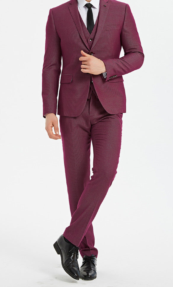 Costume bordeaux 3 pièces slim fit
