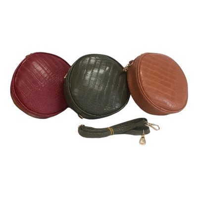 sac rond coloré effet croco