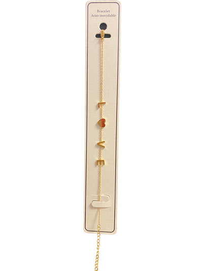 Bracelet en acier inoxydable plaqué or avec inscription 
